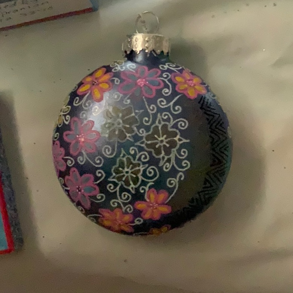 Handpainted  “One Of A Kind” By artist Karen Epranion Floral Ornament